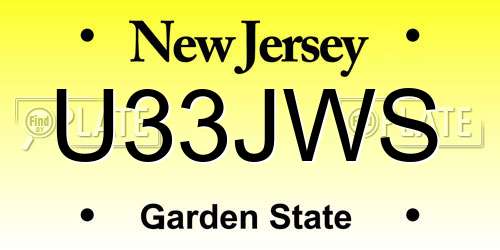 U33JWS New Jersey License Plate