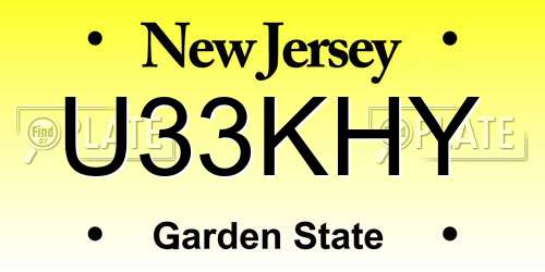 U33KHY New Jersey License Plate