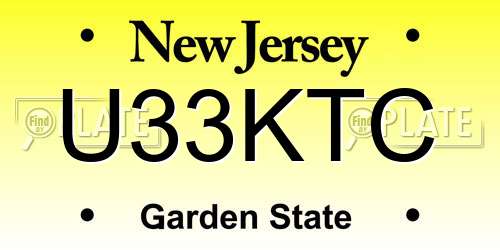 U33KTC New Jersey License Plate