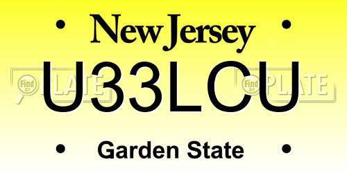 U33LCU New Jersey License Plate