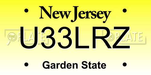 U33LRZ New Jersey License Plate
