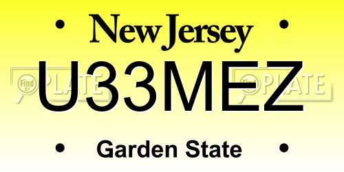 U33MEZ New Jersey License Plate