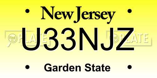 U33NJZ New Jersey License Plate