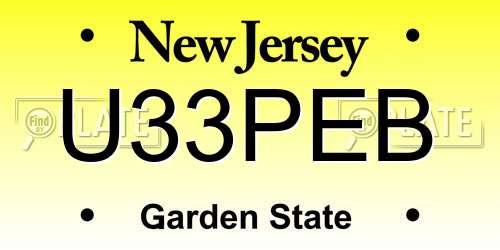 U33PEB New Jersey License Plate