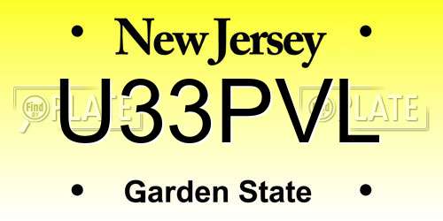 U33PVL New Jersey License Plate