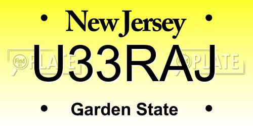 U33RAJ New Jersey License Plate