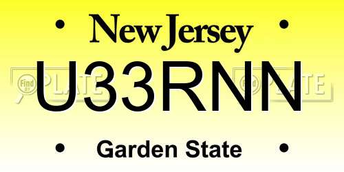 U33RNN New Jersey License Plate