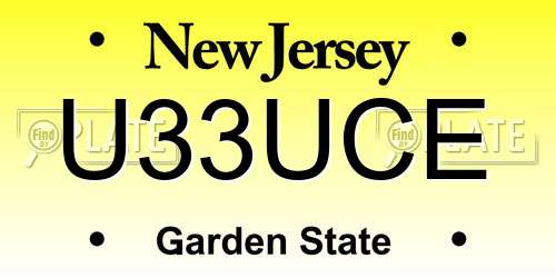 U33UCE New Jersey License Plate