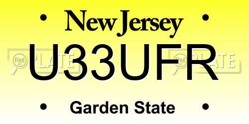 U33UFR New Jersey License Plate