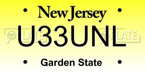 U33UNL New Jersey License Plate