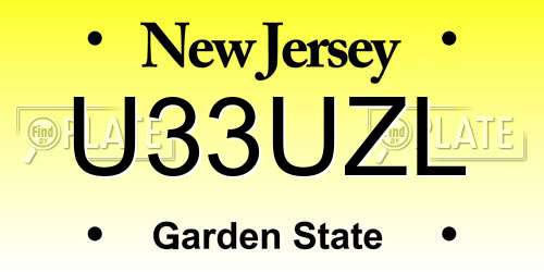 U33UZL New Jersey License Plate