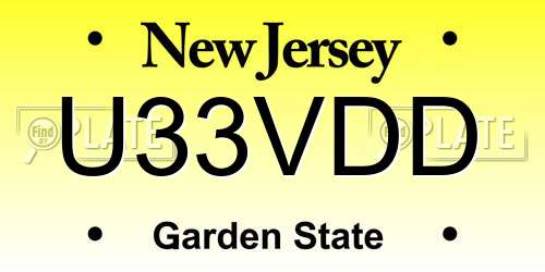 U33VDD New Jersey License Plate