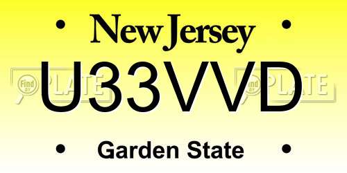 U33VVD New Jersey License Plate