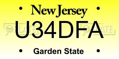 U34DFA New Jersey License Plate