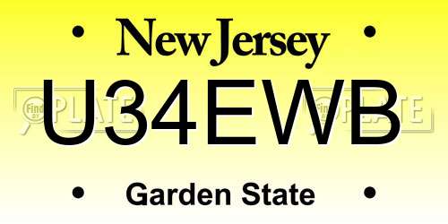 U34EWB New Jersey License Plate