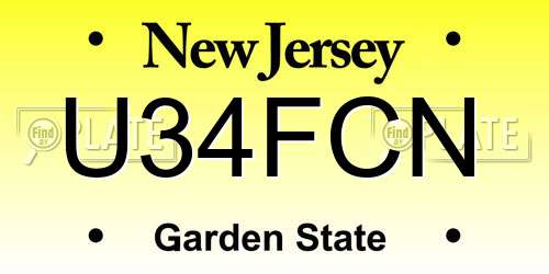 U34FCN New Jersey License Plate