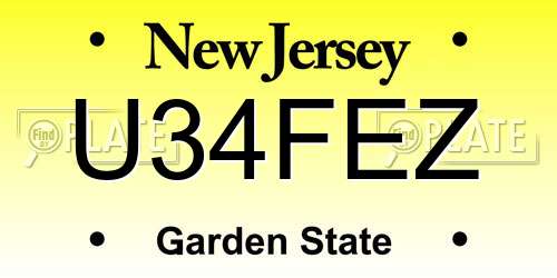 U34FEZ New Jersey License Plate