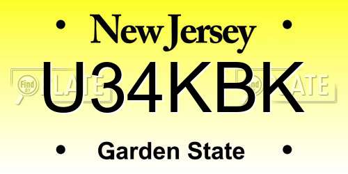 U34KBK New Jersey License Plate