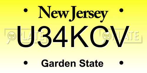 U34KCV New Jersey License Plate