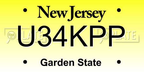 U34KPP New Jersey License Plate