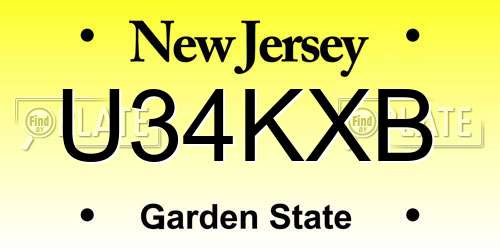 U34KXB New Jersey License Plate