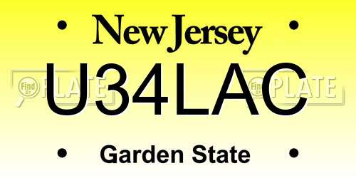 U34LAC New Jersey License Plate