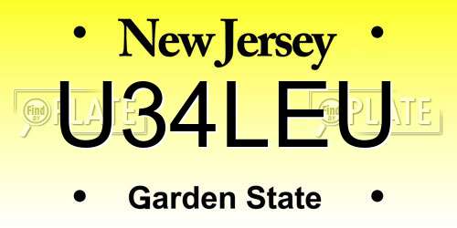 U34LEU New Jersey License Plate