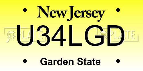 U34LGD New Jersey License Plate