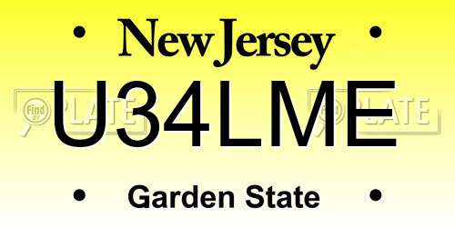 U34LME New Jersey License Plate