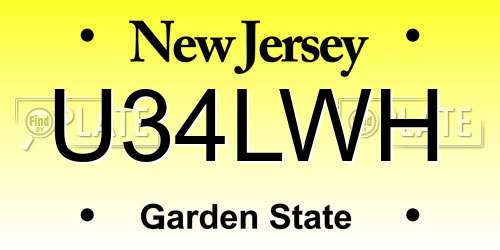 U34LWH New Jersey License Plate