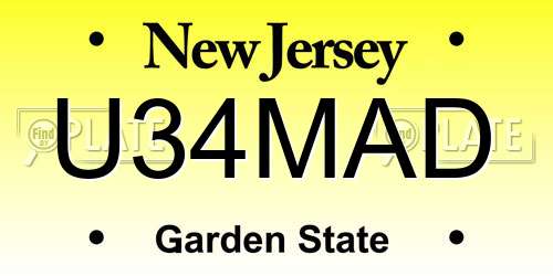 U34MAD New Jersey License Plate