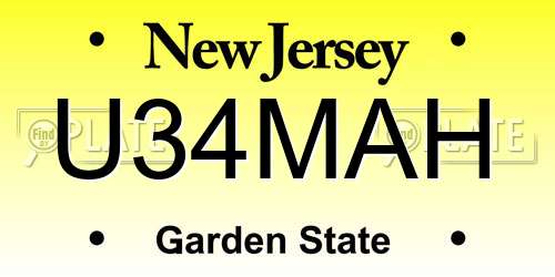 U34MAH New Jersey License Plate