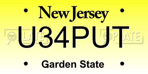 U34PUT New Jersey License Plate