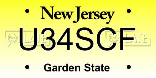 U34SCF New Jersey License Plate