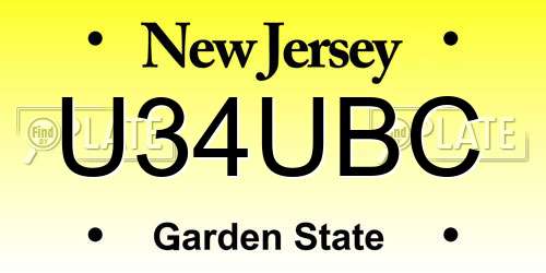 U34UBC New Jersey License Plate