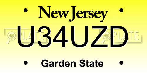 U34UZD New Jersey License Plate