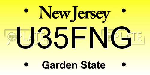 U35FNG New Jersey License Plate