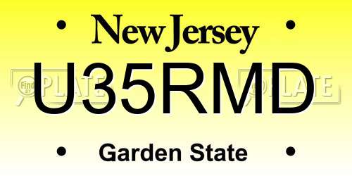 U35RMD New Jersey License Plate