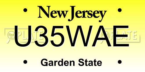 U35WAE New Jersey License Plate