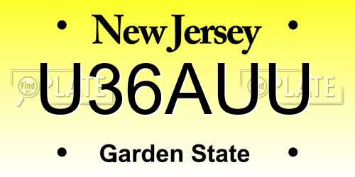U36AUU New Jersey License Plate