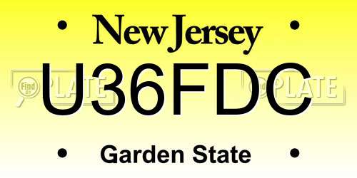 U36FDC New Jersey License Plate