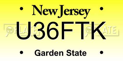 U36FTK New Jersey License Plate