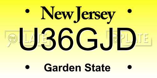 U36GJD New Jersey License Plate