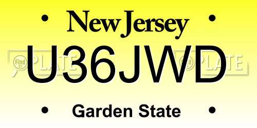 U36JWD New Jersey License Plate