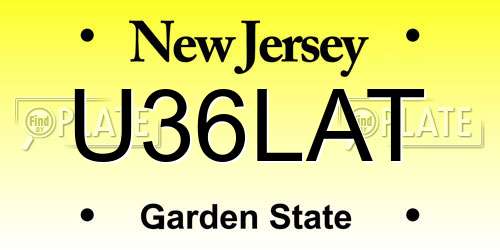 U36LAT New Jersey License Plate