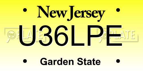 U36LPE New Jersey License Plate