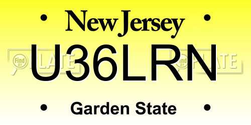 U36LRN New Jersey License Plate