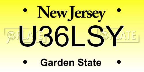 U36LSY New Jersey License Plate