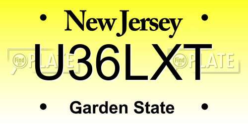 U36LXT New Jersey License Plate
