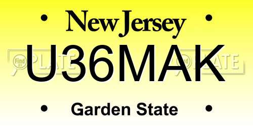 U36MAK New Jersey License Plate